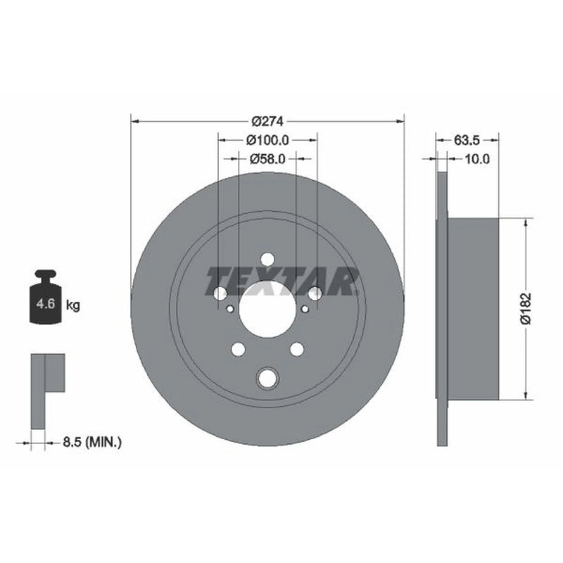 Textar 2 x Solid Rear Brake Discs 92262003-x2