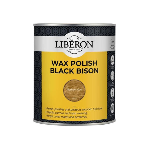 Liberon Black Bison Wax Paste Medium Oak 1kg Liberon - Dynamic Drive