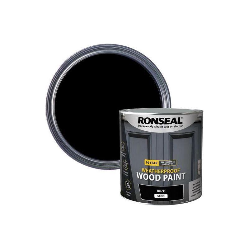 Ronseal 10 Year Weatherproof Wood Paint Black Satin 2.5 litre Ronseal - NN4 Online