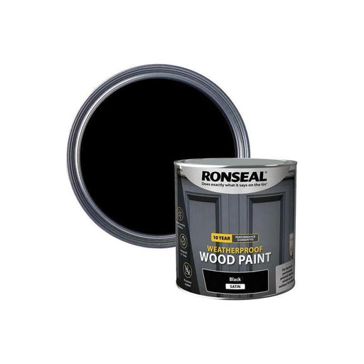 Ronseal 10 Year Weatherproof Wood Paint Black Satin 2.5 litre Ronseal - NN4 Online
