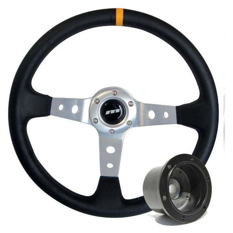 340mm Black Alcantara Moulded Steering Wheel + Boss fits Subaru Impreza 93>96 Mountney Classic  - Dynamic Drive