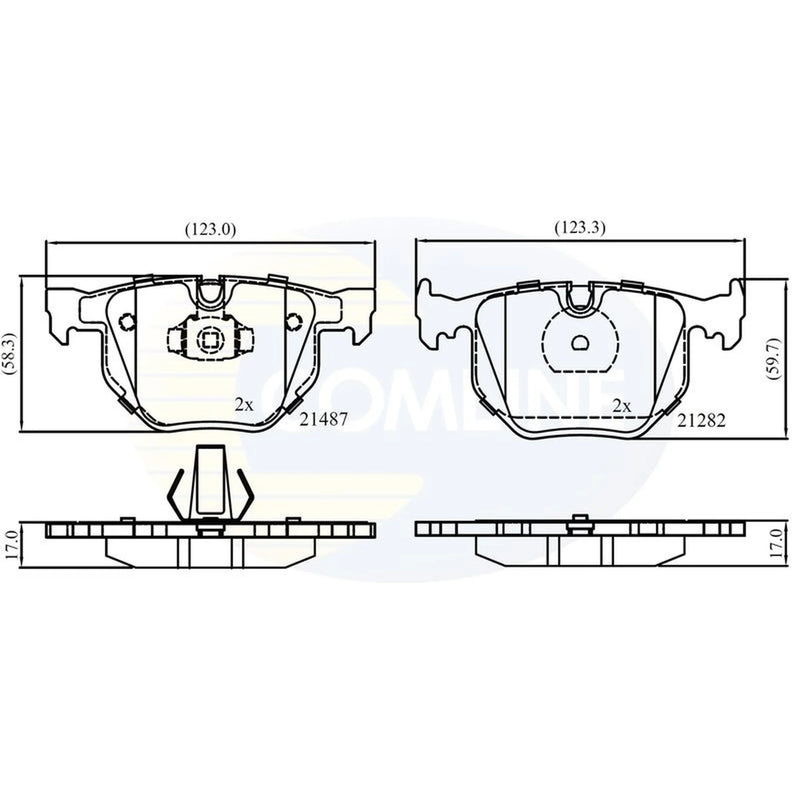 Comline 4 x Rear Brake Pad Set fits BMW 3 2000-2006
