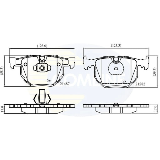 Comline 4 x Rear Brake Pad Set fits BMW 3 2000-2006