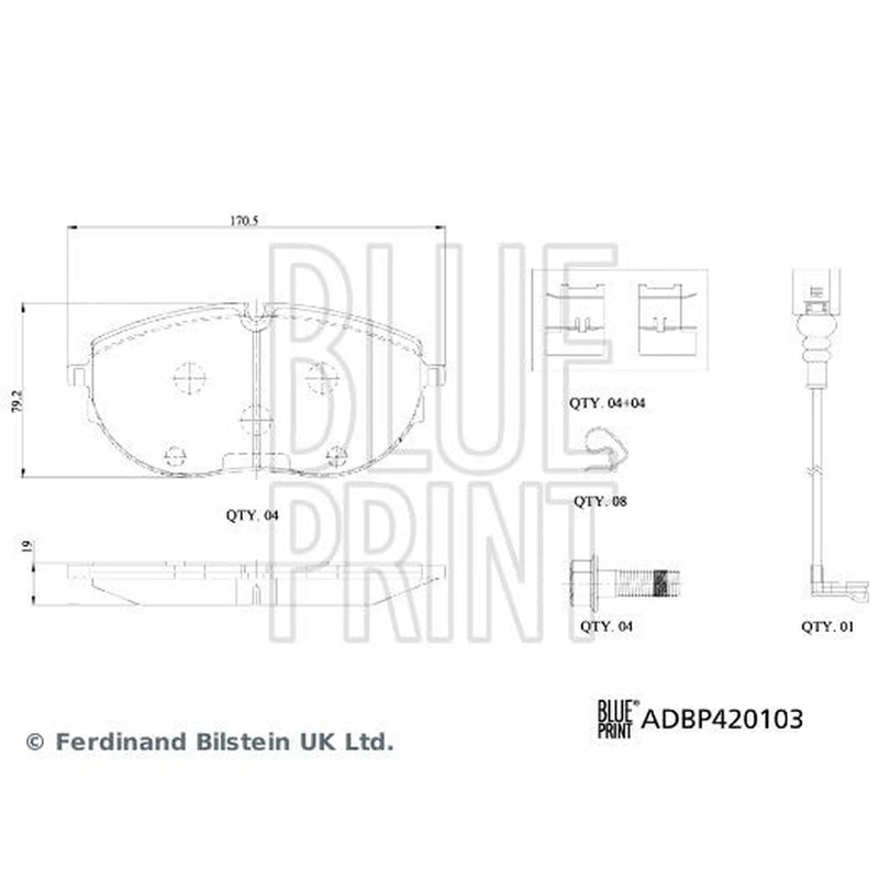 Blue Print Front Brake Pad Set ADBP420103