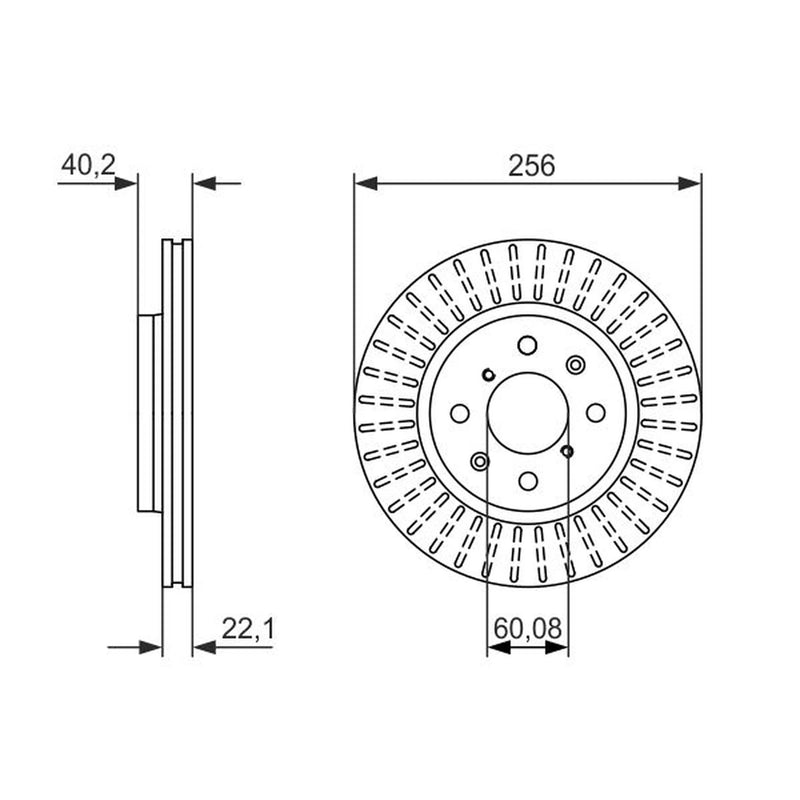 Bosch 2 x Vented Brake Discs fits Suzuki Swift III 2010-2017 1.2 1.3