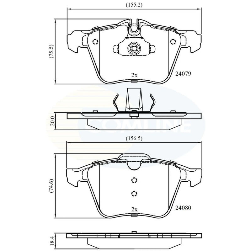 Comline 4 x Front Brake Pad Set fits Daimler Super Eight 2005-2009 4.2