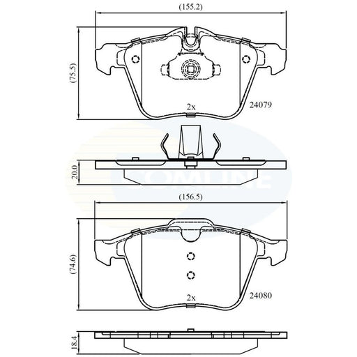 Comline 4 x Front Brake Pad Set fits Daimler Super Eight 2005-2009 4.2