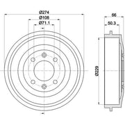 Mintex Brake Drum Assembly Rear fits Citroën Berlingo / Berlingo First 1996-2011