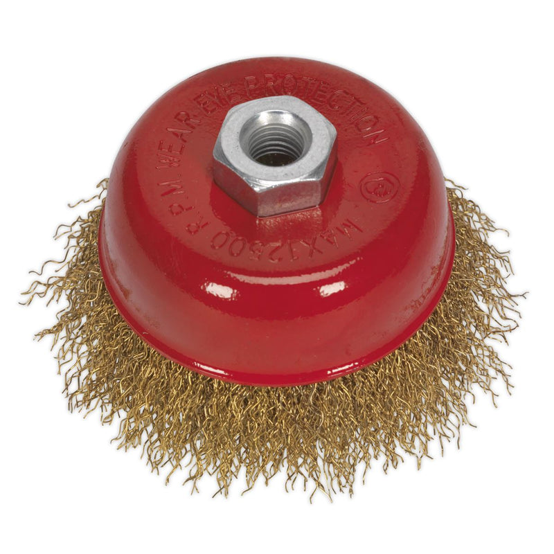 Sealey Brassed Steel Cup Brush75mm M10 x 1.5mm CBC75 Sealey - Dynamic Drive