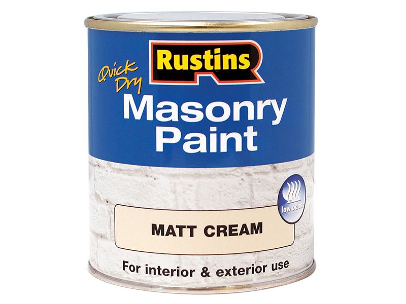 Rustins Quick Dry Masonry Paint Matt Cream 500ml Rustins - Dynamic Drive