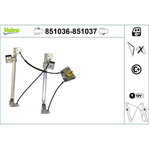 Valeo Electric Window Regulator Lifter Right Front 851037