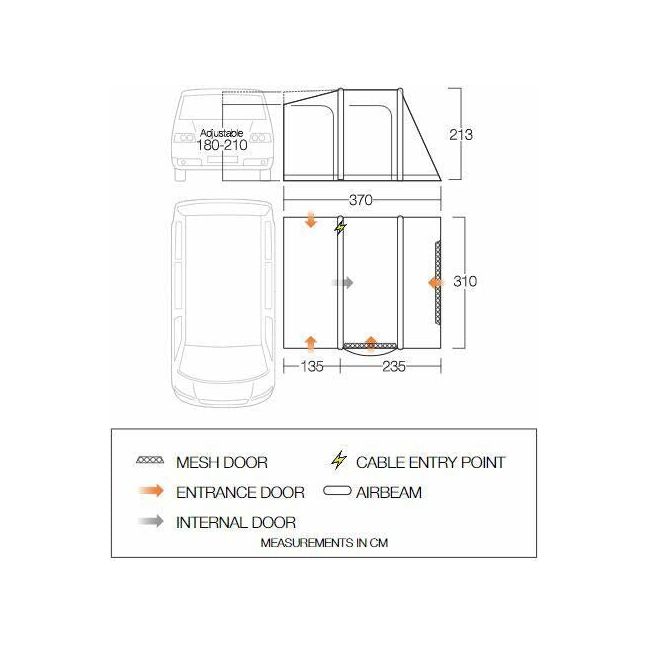 Vango Kela Air TC Low Drive Away Awning (180 - 210cm) Campervan Vango - Dynamic Drive
