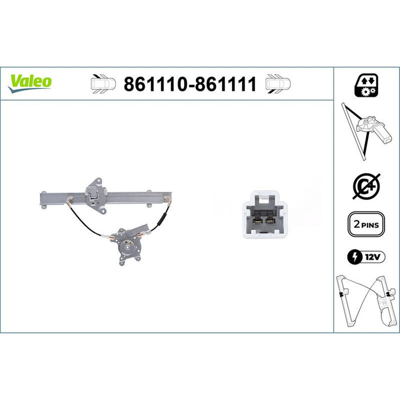 Valeo Electric Window Regulator Lifter Right Rear 861111