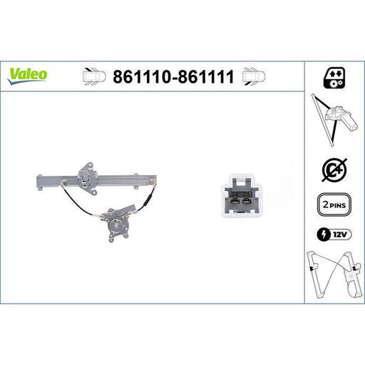 Valeo Electric Window Regulator Lifter Right Rear 861111