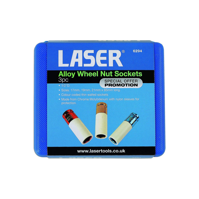 Laser Alloy Wheel Nut Sockets 1/2"D 3pc 6294 Laser - Dynamic Drive