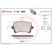 Brembo 4 x Rear Brake Pad Set fits Audi Q3 2011-2018 1.4 2.0 2.5