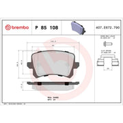 Brembo 4 x Rear Brake Pad Set fits VW Cc B7 2011-2016 1.4 1.8 2.0 3.6