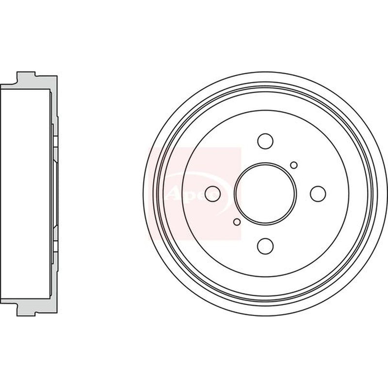 Apec 2 x Brake Drums fits Toyota Yaris/Vitz 1999-2005 1.0 1.3 1.4