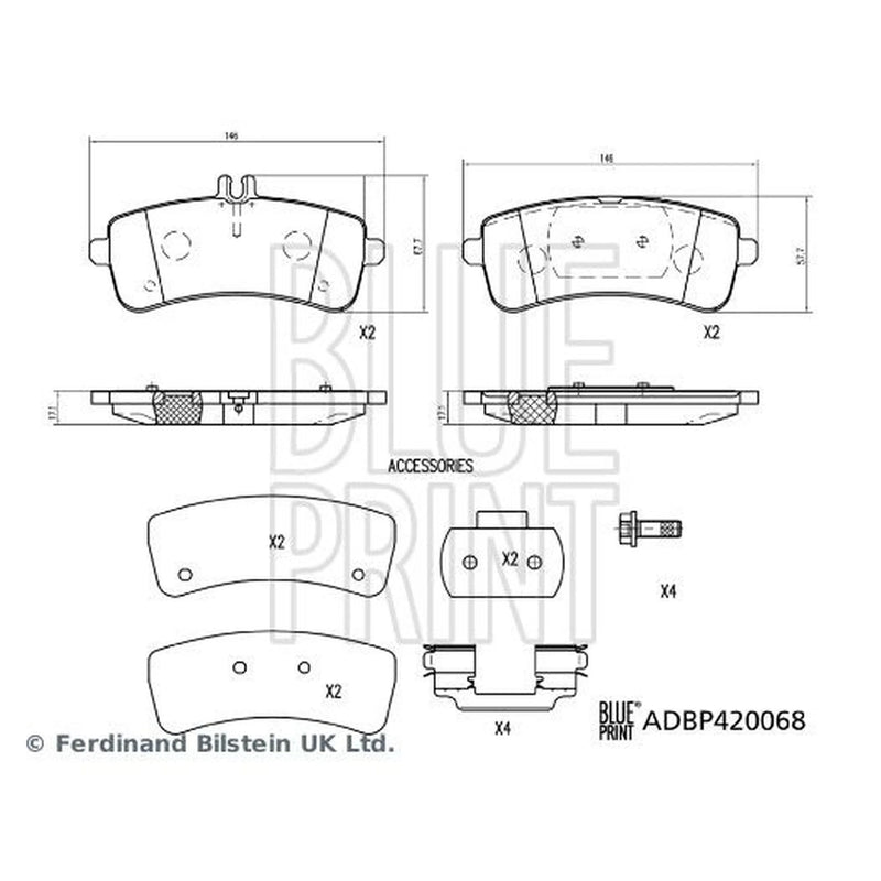 Blue Print Rear Brake Pad Set ADBP420068