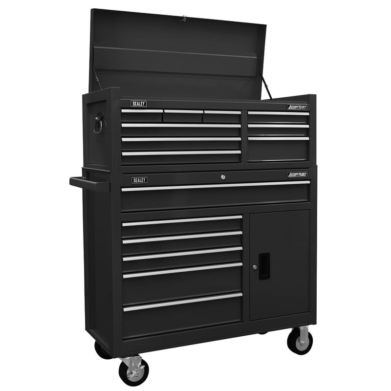 American Pro American PRO Topchest & Rollcab Combination 15 Drawer - Black American Pro - Dynamic Drive