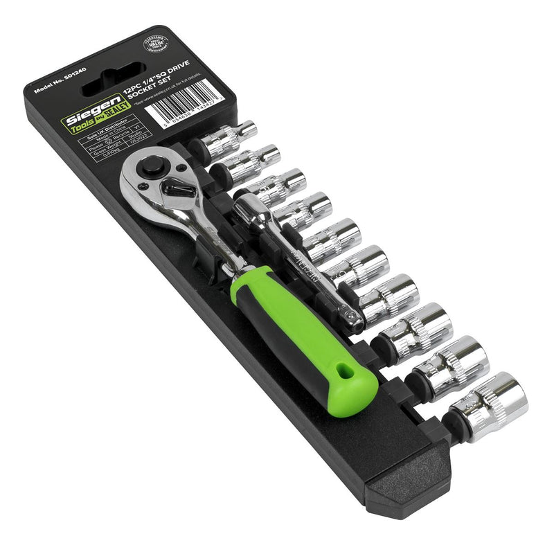 Sealey Socket Set 12pc 1/4"Sq Drive WallDrive Metric S01240 Sealey - Dynamic Drive