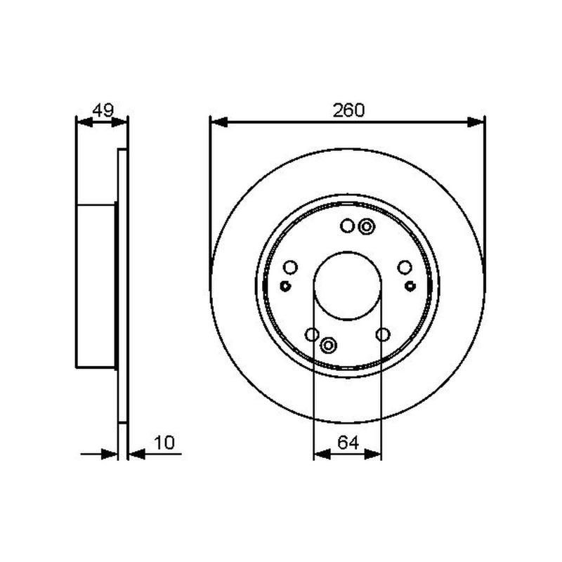 Bosch 2 x Solid Brake Discs fits Honda Accord VII 2003-2008 2.0 2.2 2.4