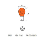 x2 Autolamps 382Y P21W BA15S Amber Orange Indicator Car Light Bulb 343 12v 21w Autoinparts  - Dynamic Drive