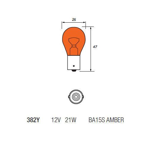 x2 Autolamps 382Y P21W BA15S Amber Orange Indicator Car Light Bulb 343 12v 21w Autoinparts  - Dynamic Drive