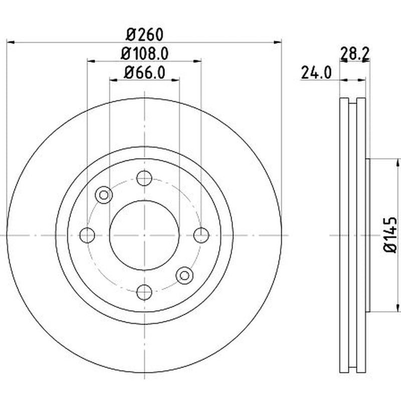Mintex 2 x Externally Vented Brake Discs fits Peugeot 406 1995-2004 1.6 1.8 1.9