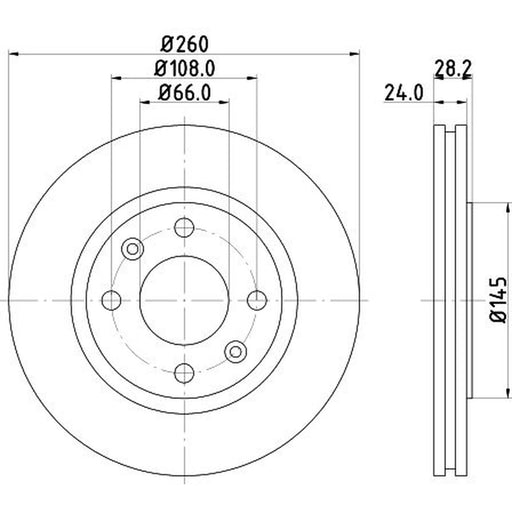 Mintex 2 x Externally Vented Brake Discs fits Peugeot 406 1995-2004 1.6 1.8 1.9