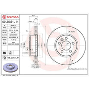Brembo 2 x Internally Vented Front Brake Discs 09.D351.11-x2