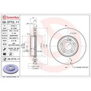 Brembo 2 x Internally Vented Front Brake Discs 09.D772.11-x2