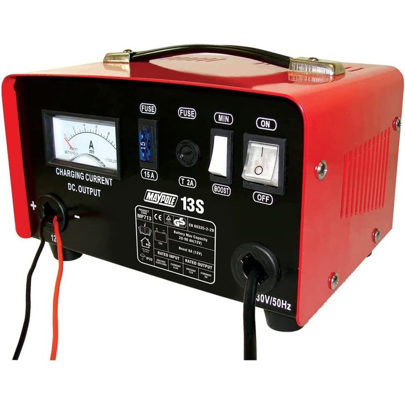 Quality Maypole Heavy Duty Steel 8A 8 Amp 12V Car Van Tractor Battery Charger Maypole - Dynamic Drive