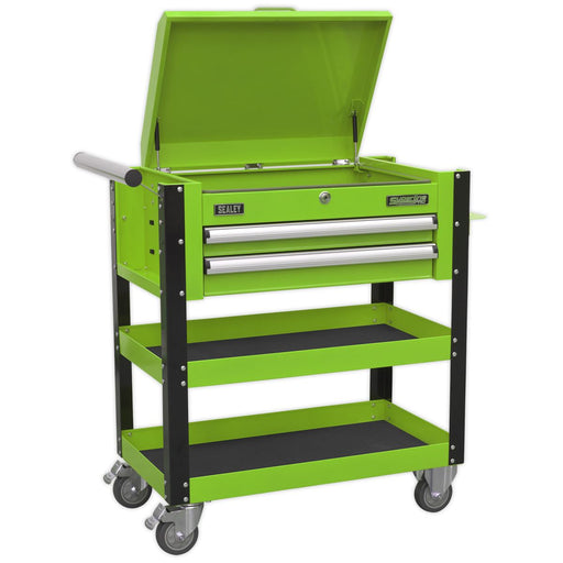 Sealey Heavy-Duty Mobile Tool & Parts Trolley 2 Drawers & Lockable Top Hi-Vis Gr Sealey - Dynamic Drive
