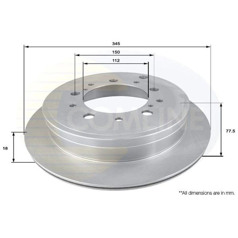 Comline 2 x Vented Rear Brake Discs ADC2502V-x2