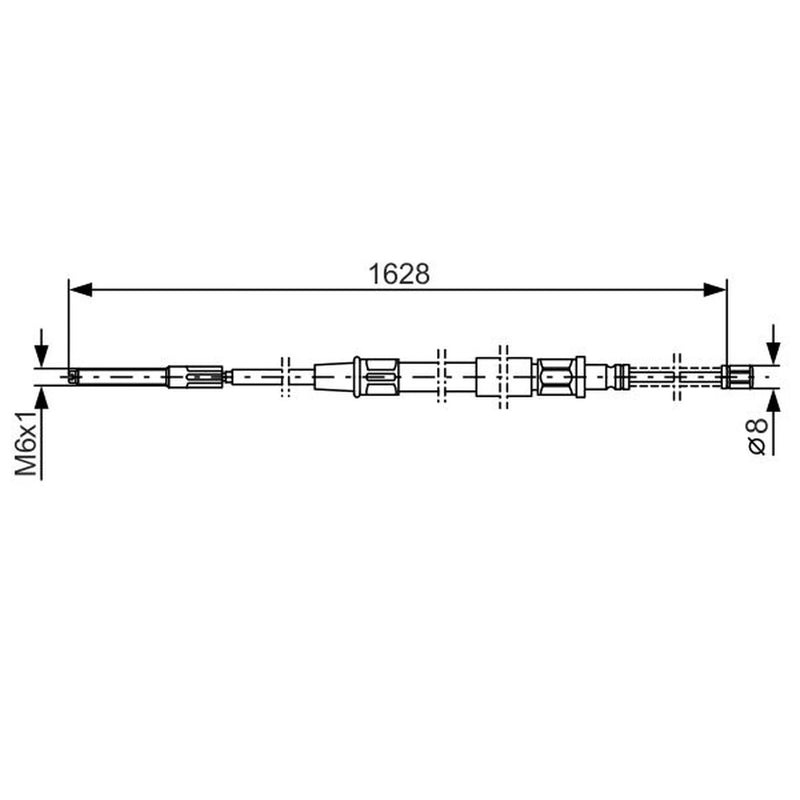 Bosch Handbrake Cable Right Rear fits VW Passat B3/B4 1988-1997 1.6 1.8 1.9