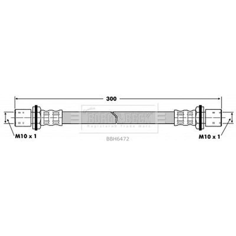 Borg & Beck Brake Hydraulic Hose Line Front Right BBH6472