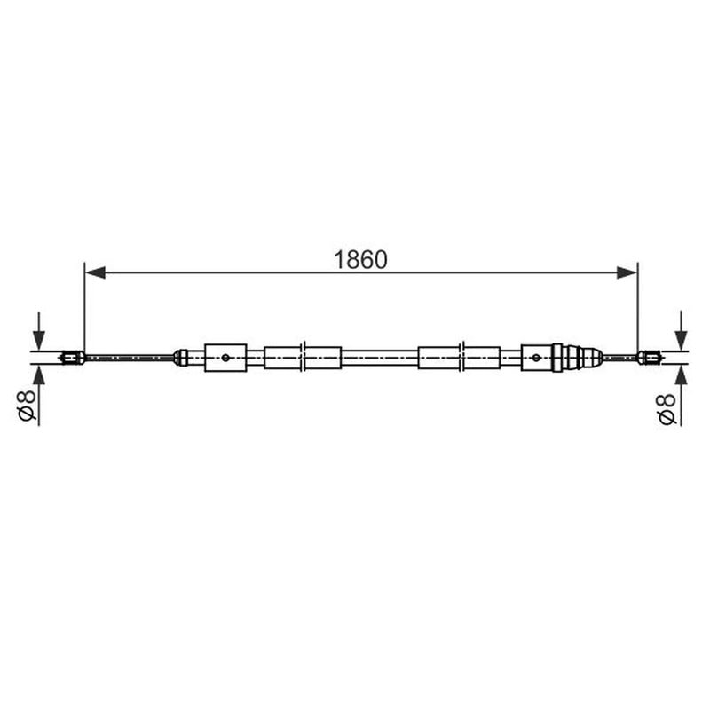 Bosch Handbrake Cable Left Rear fits Citroën Xsara Picasso 1999-2012 1.6 1.8 2.0