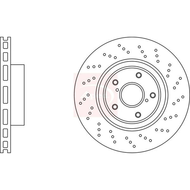 Apec 2 x Perforated/Vented Brake Discs fits Lexus Is II 2007-2013