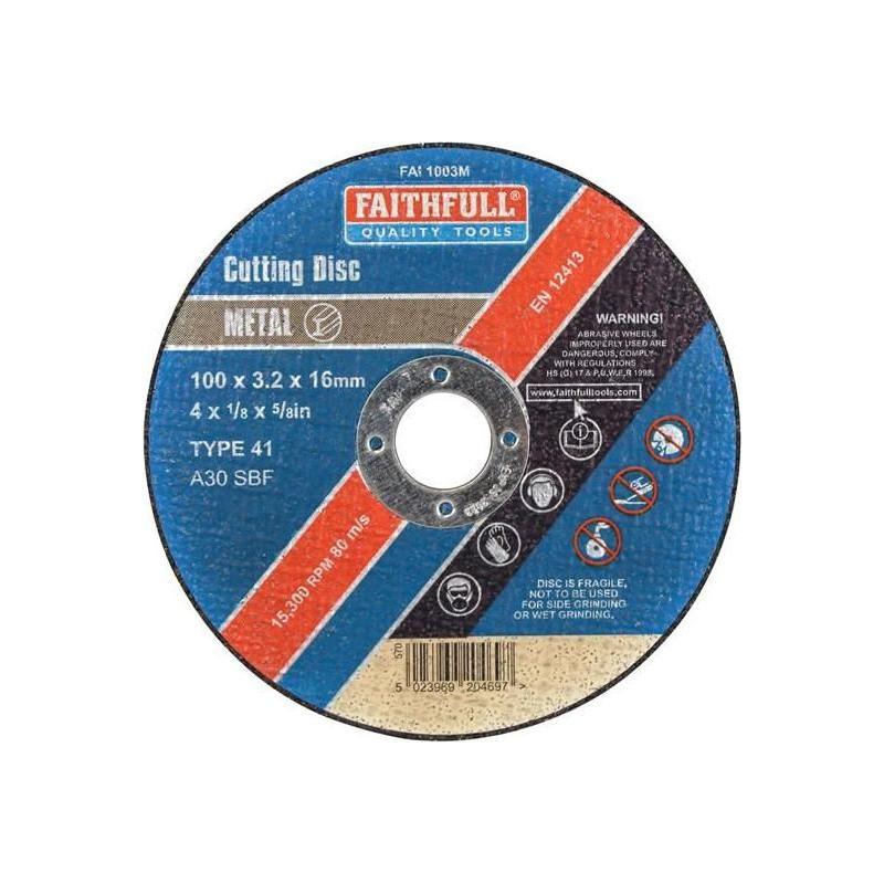 Faithfull Metal Cut Off Disc 100 x 3.2 x 16mm Faithfull - NN4 Online