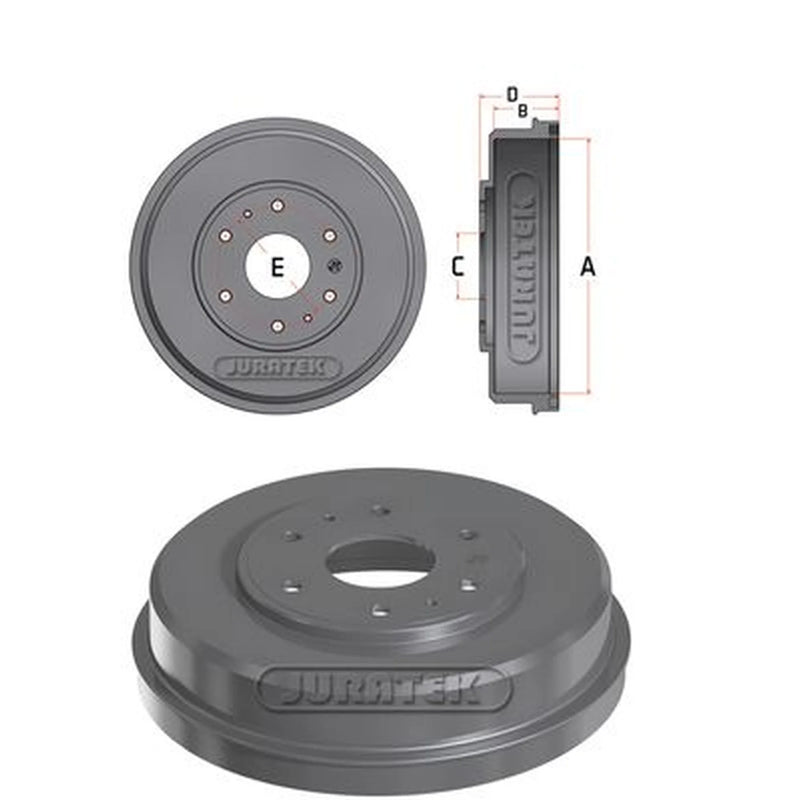 Juratek Brake Drum Assembly Rear fits Mitsubishi L200 / Triton 2005-2015 2.4 2.5