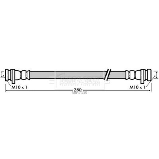 Borg & Beck Brake Hydraulic Hose Line Rear Right BBH7335