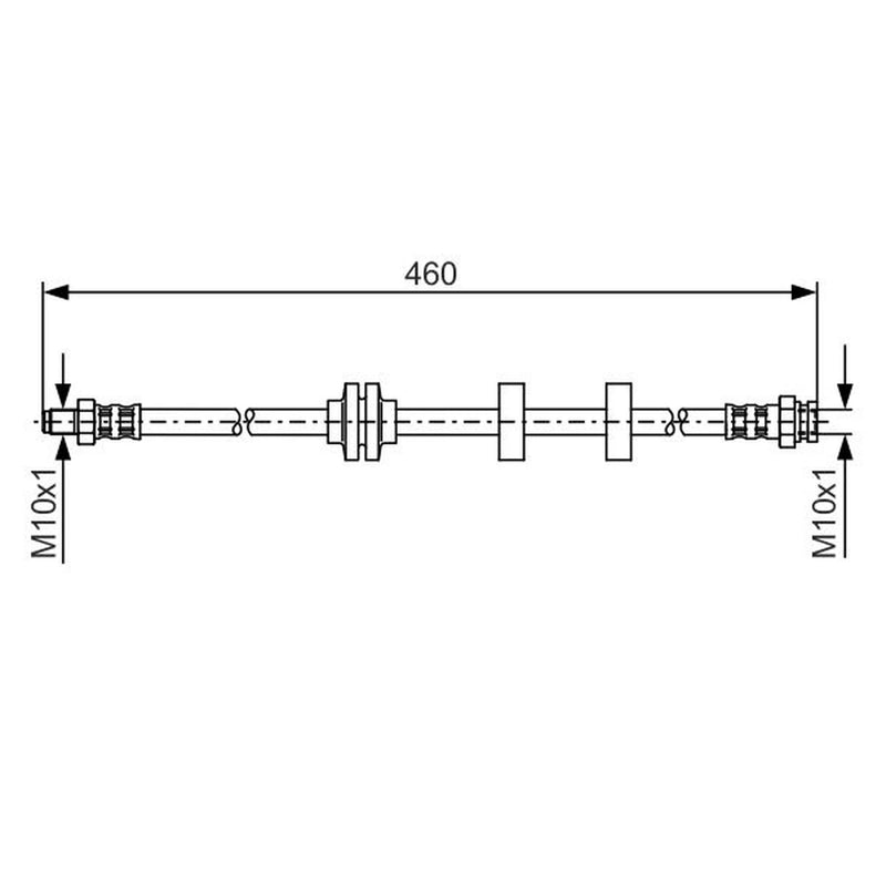 Bosch Brake Hydraulic Hose Line Front fits Fiat Multipla 1999-2010 1.6 1.9