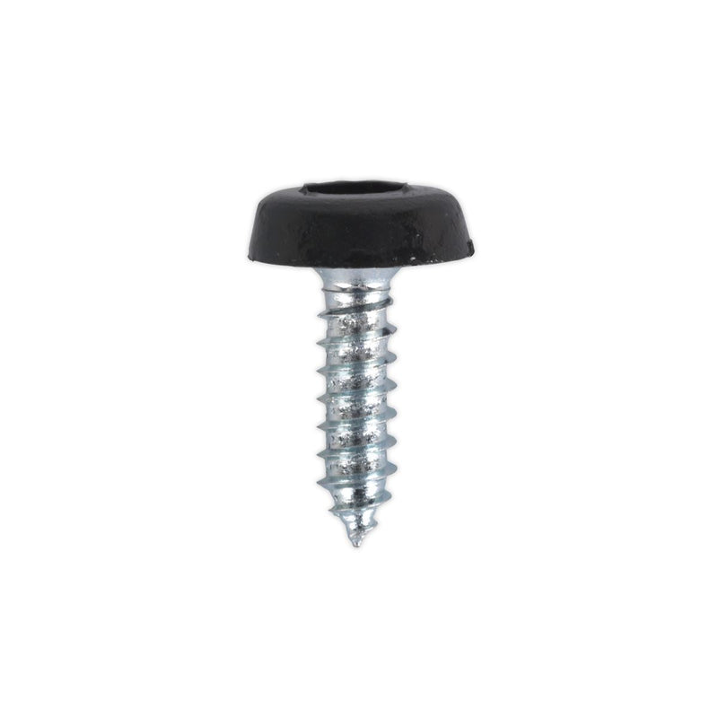 Sealey Numberplate Screw Plastic Enclosed Head 4.8 x 18mm Black Pack of 50 PTNP3 Sealey - Dynamic Drive