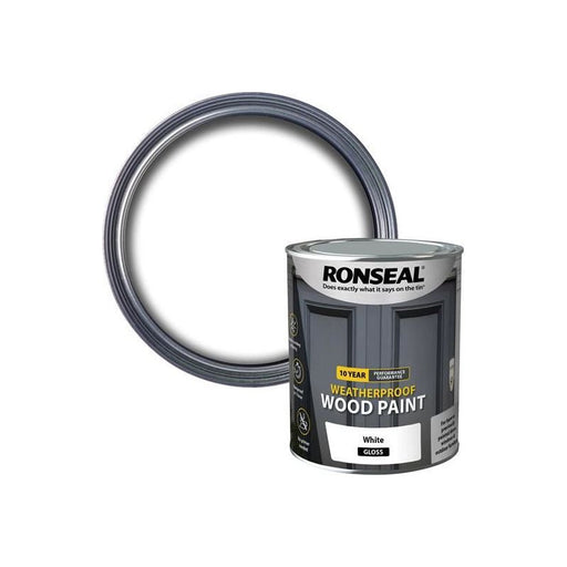 Ronseal 10 Year Weatherproof Wood Paint White Gloss 750ml Ronseal - Dynamic Drive