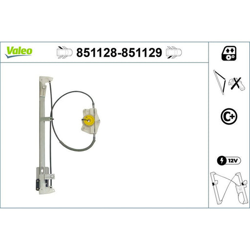 Valeo Electric Window Regulator Lifter Right Rear 851129