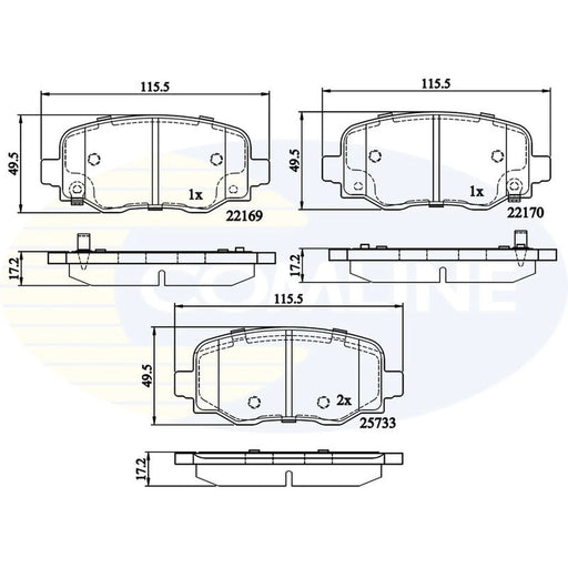 Comline 4 x Rear Brake Pad Set fits Fiat 500X 2014-2021 1.0 1.3 1.4 1.6 2.0