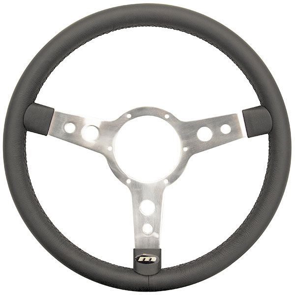 Classic 13" Traditional 3 spoke Leather Steering Wheel With Polished Centre Mountney Classic  - Dynamic Drive