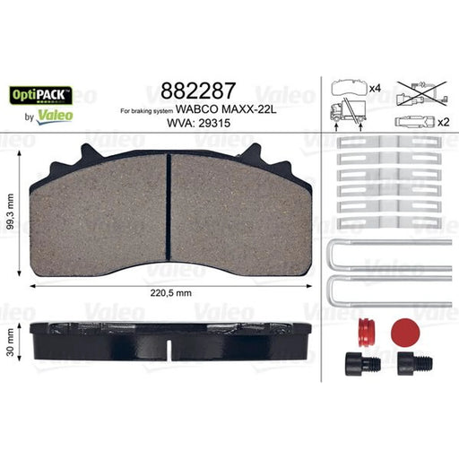 Valeo Rear Brake Pad Set 882287