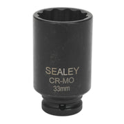 Sealey Impact Socket 33mm Bi-Hex Deep 1/2"Sq Drive SX0041 Sealey - Dynamic Drive